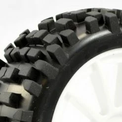 Fastrax Rock Block 1:8 Buggy Tyres Pre Mounted On White 12 Spoke Wheels (2) -Fastrax Sales Shop FAST0026 1