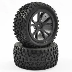 Fastrax Cuboid Buggy Tyres On Black Wheels - 1:10 Buggy Rear