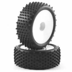 Fastrax 1:10 LP Stub Front Buggy Tyres Pre Mounted On White 12mm Hex Wheels (2)