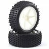 Fastrax 1:10 LP Stub Front Buggy Tyres Pre Mounted On White 12mm Hex Spoked Wheels (2)