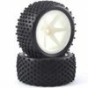 Fastrax 1:10 LP Stub Rear Buggy Tyres Pre Mounted On White 12mm Hex Sppoked Wheels (2)