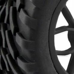 Fastrax 1:10 Mega-V Truck Tyres Mounted On 12 Spoke Black 12mm Hex Wheels (2) -Fastrax Sales Shop FAST0067B 1