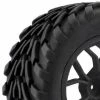 Fastrax 1:10 Mega-V Truck Tyres Mounted On 12 Spoke Black 12mm Hex Wheels (2)