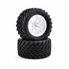 Fastrax 1:10 Mega-V Truck Tyres Mounted On 12 Spoke White 12mm Hex Wheels (2)