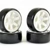 Fastrax 1:10 Drift Tyres On White 10 Spoke 6mm Offset Wheels (4)