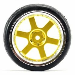 Fastrax 1:10 Street Treaded Tyres On 6 Spoke Gold/Chrome Wheels (4) -Fastrax Sales Shop FAST0087GC 2