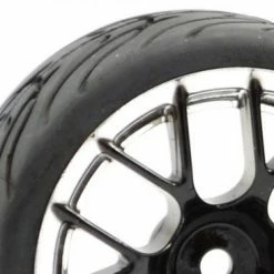 Fastrax 1:10 Street Tread Tyres Mounted On 14 Spoke Black/Chrome Wheels (4) -Fastrax Sales Shop FAST0097BC 1
