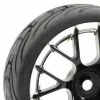 Fastrax 1:10 Street Tread Tyres Mounted On 14 Spoke Black/Chrome Wheels (4)