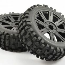 Fastrax 1:8 Rock Block Mounted On 8 Spoke Black Wheels (2) -Fastrax Sales Shop FAST1001B 1