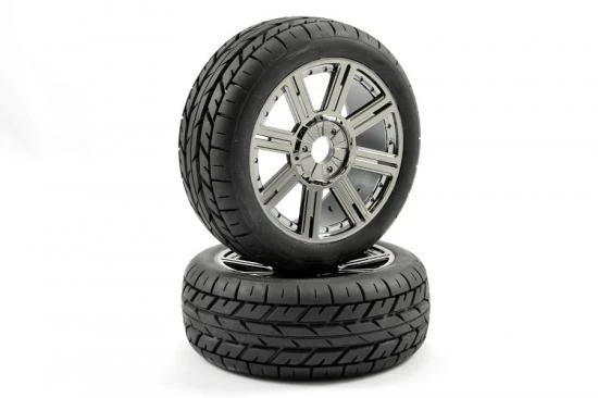 Fastrax 1:8 Eagle Road Tread Tyres Mounted On Black Chrome Wheels (2) 3 Fastrax 1:8 Eagle Road Tread Tyres Mounted On Black Chrome Wheels (2) - Image 3