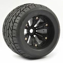 Fastrax Eagle 1:8 MT Tyres Mounted On Spoked Black Half Inch Offset Wheels (2)