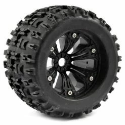 Fastrax Jigsaw 1:8 MT Tyres Mounted On Spoked Black Half Inch Offset Wheels (2)