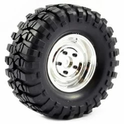 Fastrax Sawblock Scale 1.9 Wheels With Tyres - 108mm OD - Chrome (2)
