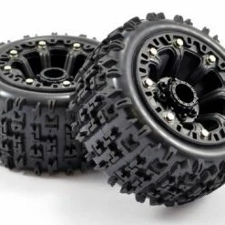 Fastrax 1:16 Jigsaw Tyres Mounted On Black 8SP 12mm Hex Wheels -Fastrax Sales Shop FAST1300B 1