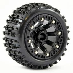 Fastrax 1:16 Jigsaw Tyres Mounted On Black 8SP 12mm Hex Wheels