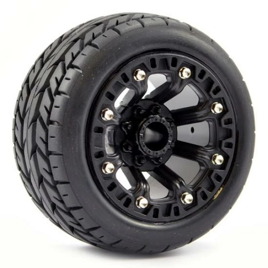 Fastrax 1:16 Eagle Tyres Mounted On Black 8SP 12mm Hex Wheels (2) ** CLEARANCE ** 1 Fastrax 1:16 Eagle Tyres Mounted On Black 8SP 12mm Hex Wheels (2) ** CLEARANCE **