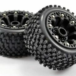 Fastrax 1:16 Stinger Tyres Mounted On Black 8SP 12mm Hex Wheels -Fastrax Sales Shop FAST1302B 1
