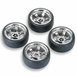 Fastrax Drift D1 Tyres Mounted On 9mm Offset 5 Spoke Chrome Wheels (4)