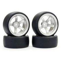 Fastrax Drift D1 Tyres Mounted On 9mm Offset 5 Spoke Satin Silver Wheels (4)