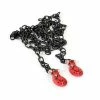 Fastrax Deluxe Aluminium Red Winch Hooks + Black Chain Set ** CLEARANCE **