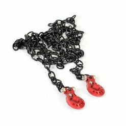 Fastrax Deluxe Aluminium Red Winch Hooks + Black Chain Set ** CLEARANCE **